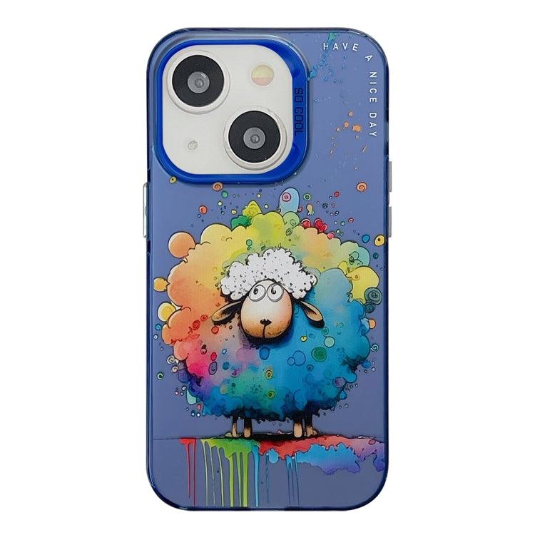 Apple iPhone 13 Animal Pattern Oil Painting Series PC + TPU Phone Case Cover (Sheep)