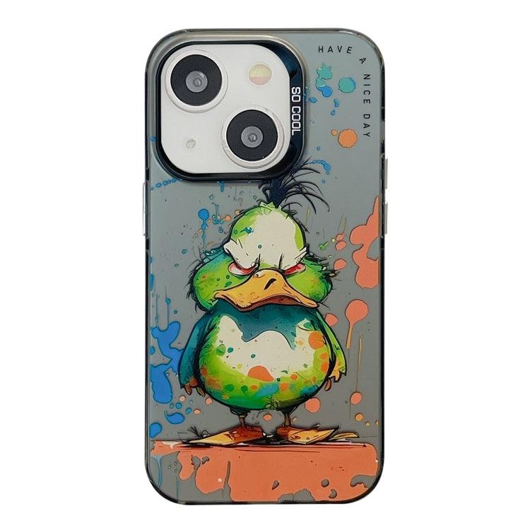 Apple iPhone 14 Animal Pattern Oil Painting Series PC + TPU Phone Case Cover (Wrath Duck)