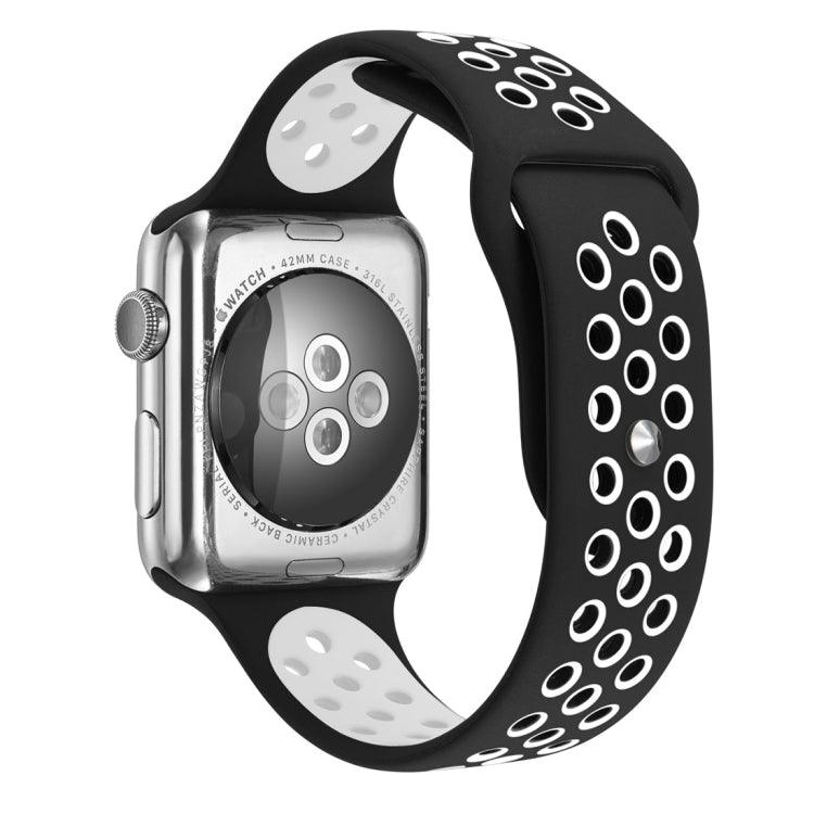 Apple Watch Series 9, 8, 7, 6, SE, 41mm, 40mm, 38mm Sport Silicone Watch Band Standard Edition (Black White)