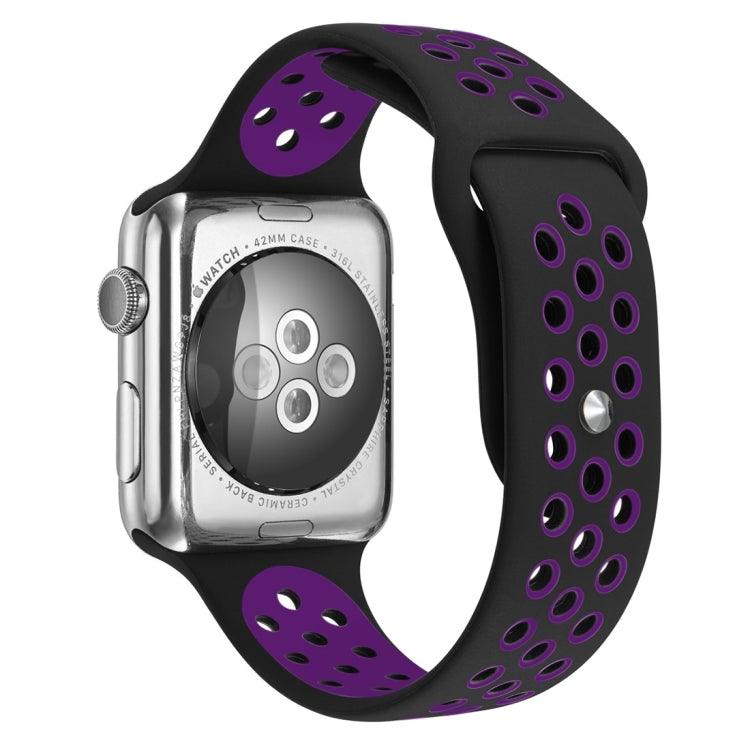 Apple Watch Series 9, 8, 7, 6, SE, 41mm, 40mm, 38mm Sport Silicone Watch Band Standard Edition (Black Purple)