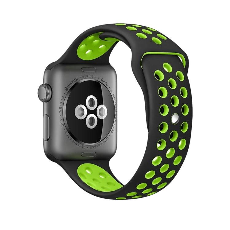 Apple Watch Ultra 2, Ultra 1, Series 9, 8, 7, 6, SE, 49mm, 45mm, 44mm, 42mm Sport Silicone Watch Band Standard Edition (Black Green)