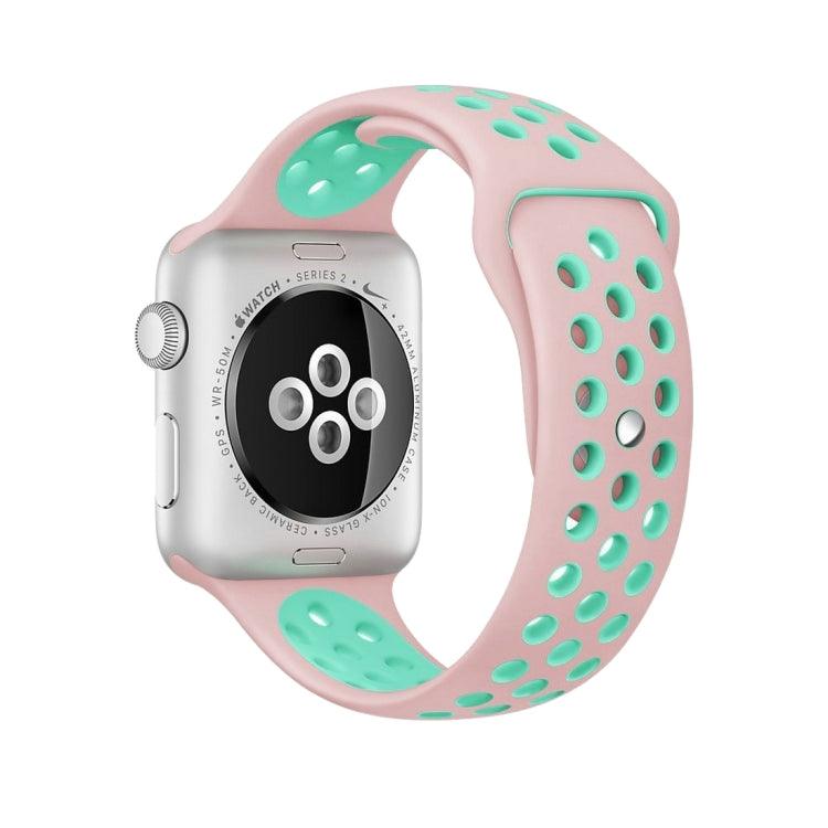 Apple Watch Ultra 2, Ultra 1, Series 9, 8, 7, 6, SE, 49mm, 45mm, 44mm, 42mm Sport Silicone Watch Band Standard Edition (Pink Green)