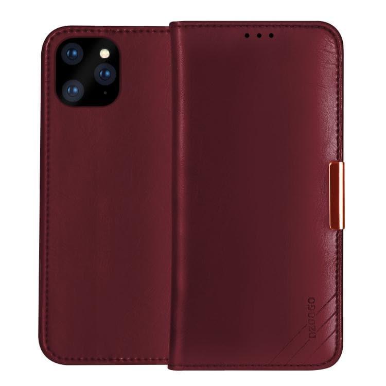 Apple iPhone 12 / 12 Pro DZGOGO ROYALE II Series Magnetic Horizontal Flip Leather Case Cover with Card Slots & Holder (Red)