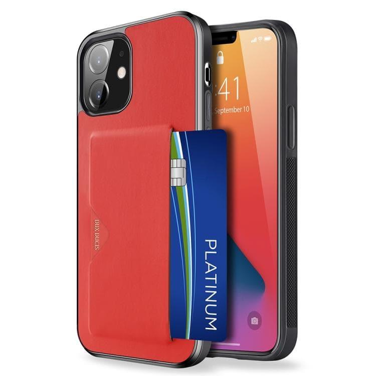 Apple iPhone 12 mini DUX DUCIS Pocard Series TPU + PU Leather Protective Case Cover with Card Slot (Red)