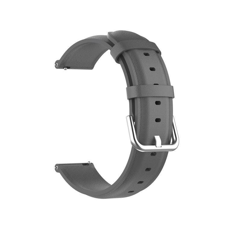 Samsung Galaxy Watch 22mm Leather Strap with Round Tail Buckle (Grey)