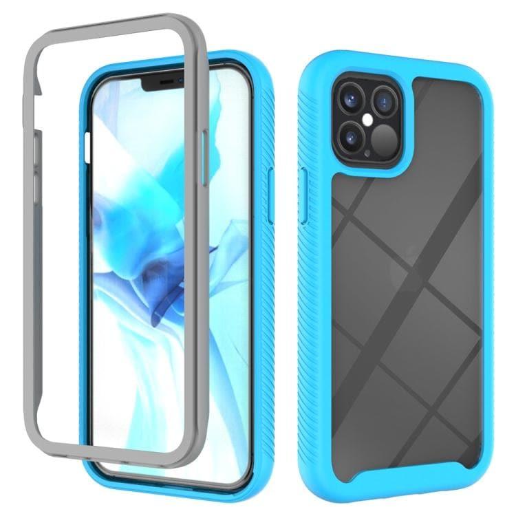 Apple iPhone 12 / 12 Pro Starry Sky Solid Color Series Shockproof PC + TPU Protective Case Cover (Light Blue)