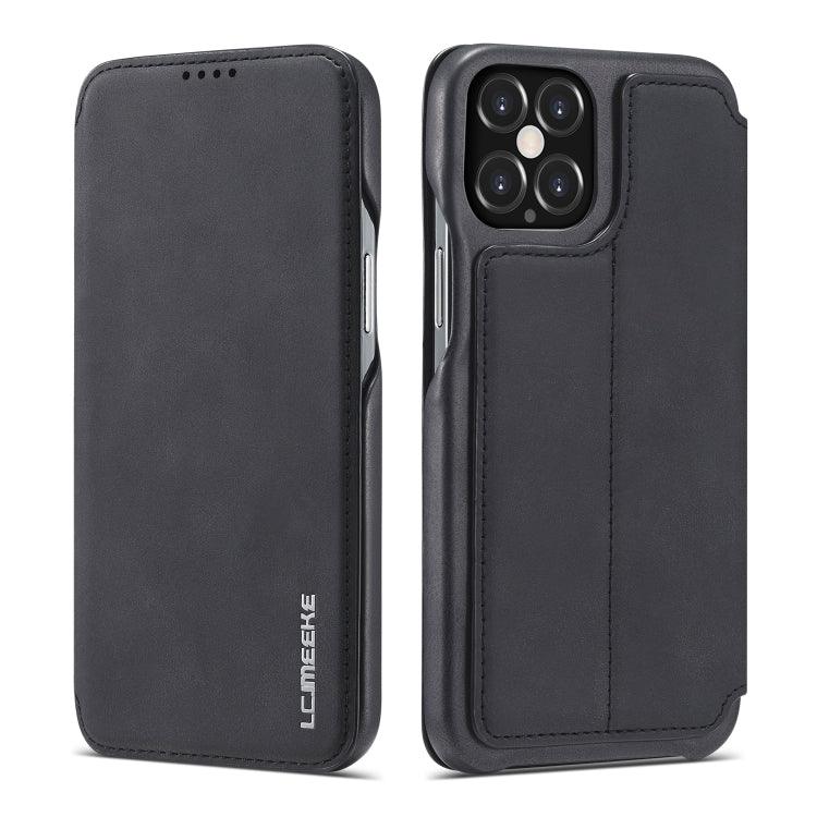 Apple iPhone 12 & 12 Pro LC.IMEEKE Hon Ancient Series Horizontal Flip Leather Case Cover with Holder & Card Slot (Black)