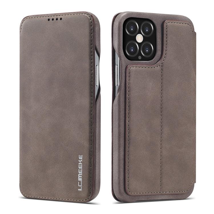 Apple iPhone 12 & 12 Pro LC.IMEEKE Hon Ancient Series Horizontal Flip Leather Case Cover with Holder & Card Slot (Coffee)