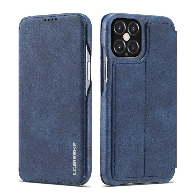 Apple iPhone 12 & 12 Pro LC.IMEEKE Hon Ancient Series Horizontal Flip Leather Case Cover with Holder & Card Slot (Blue)