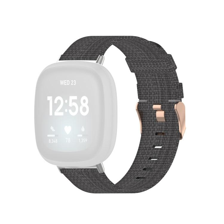 Fitbit Versa 4, Versa 3 / Fitbit Sense Nylon Canvas Strip Texture Strap, Size: Free Size (Dark Gray)