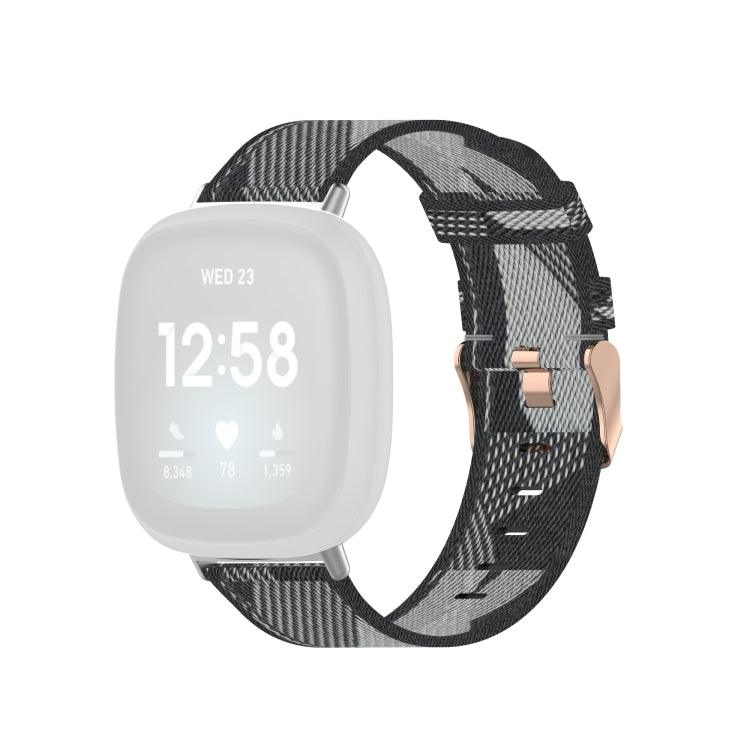 Fitbit Versa 4, Versa 3 / Fitbit Sense Nylon Canvas Strip Texture Strap, Size: Free Size (Gray)