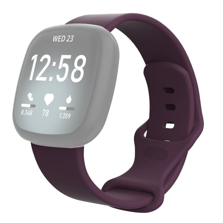 Fitbit Versa 4, Versa 3 / Sense Silicone Replacement WatchBand Strap Band, Size: L (Deep Purple)