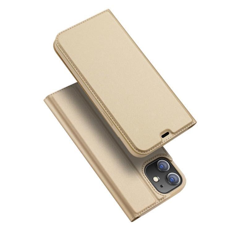 DUX DUCIS Skin Pro Series Horizontal Flip PU + TPU Leather Case Cover with Holder & Card Slots Apple iPhone 12 mini (Gold)