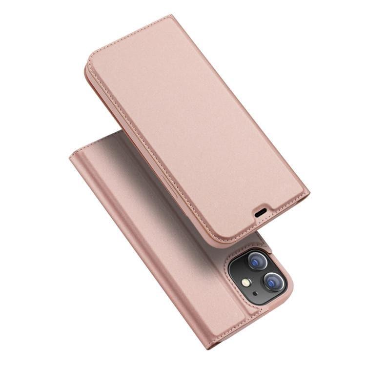 DUX DUCIS Skin Pro Series Horizontal Flip PU + TPU Leather Case Cover with Holder & Card Slots Apple iPhone 12 mini (Rose Gold)