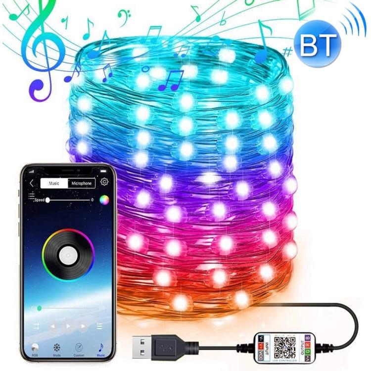 RGB USB  LED Copper Wire Light String Holiday Decoration Light String Bluetooth Mobile APP Control, Length:20m 200 LED