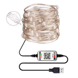 RGB USB  LED Copper Wire Light String Holiday Decoration Light String Bluetooth Mobile APP Control, Length:20m 200 LED