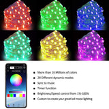 RGB USB  LED Copper Wire Light String Holiday Decoration Light String Bluetooth Mobile APP Control, Length:20m 200 LED