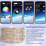 RGB USB  LED Copper Wire Light String Holiday Decoration Light String Bluetooth Mobile APP Control, Length:20m 200 LED