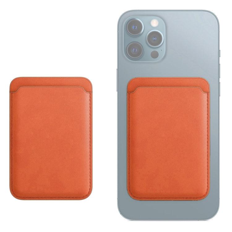 Leather Wallet Pouch Card Holder Card Case with Magsafing Magnetic Apple iPhone 12 mini, iPhone 12, iPhone 12 Pro, iPhone 12 Pro Max (Orange)