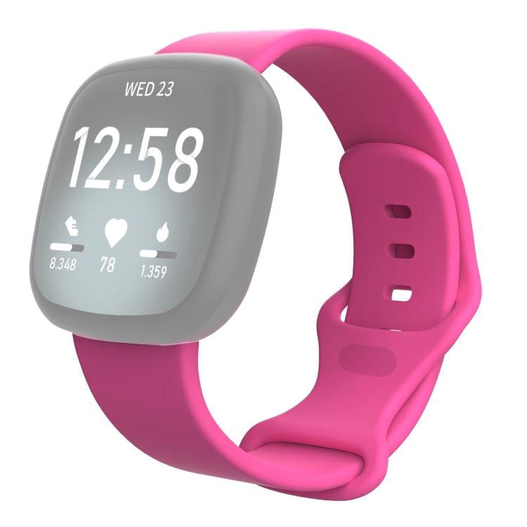 Fitbit Versa 4, Versa 3 / Sense Silicone Replacement Strap Watchband, Size: S (Rose Red)