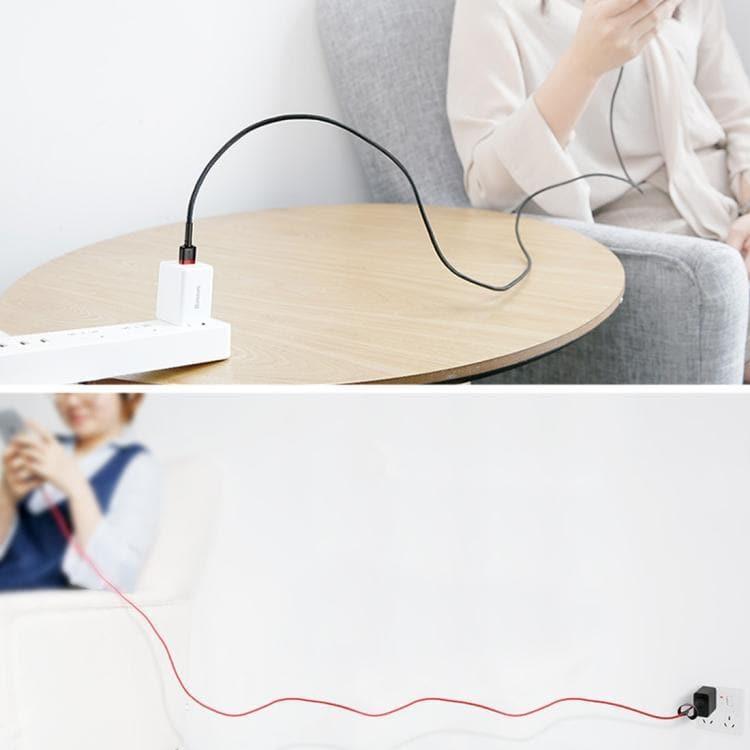 Baseus 2A 8 Pin Cafule Tough Charging Cable, Length: 3m (Red + Black) for iPhone, iPad, iPod - Gadget Station