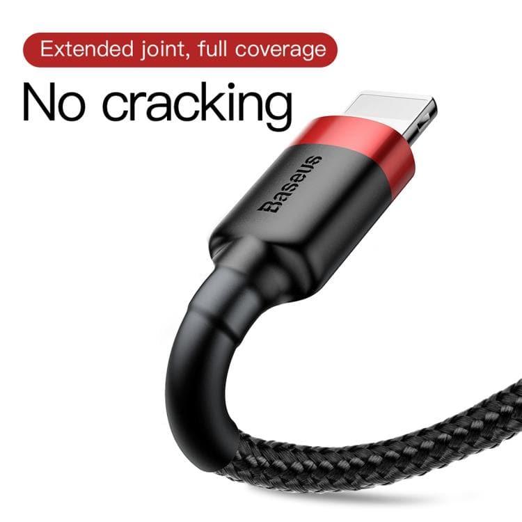 Baseus 2A 8 Pin Cafule Tough Charging Cable, Length: 3m (Red + Black) for iPhone, iPad, iPod - Gadget Station