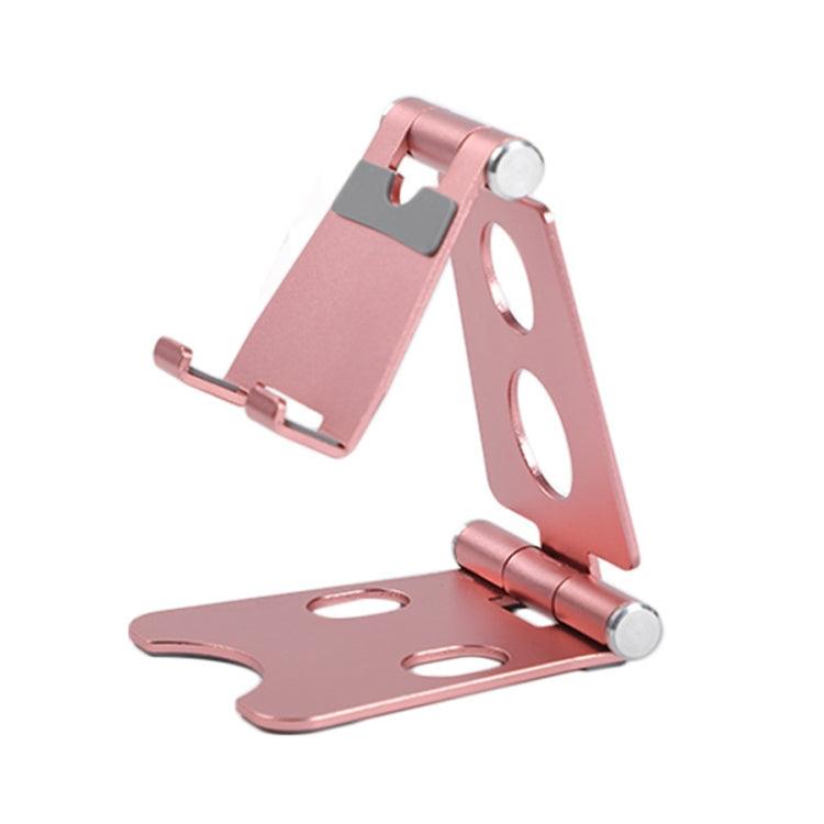 ROOSTAND R2 Aluminum Alloy Mobile Desktop Tablet Bracket Double Folding Lazy Artifact, Size: 6.4x7x9cm (Rose Gold)