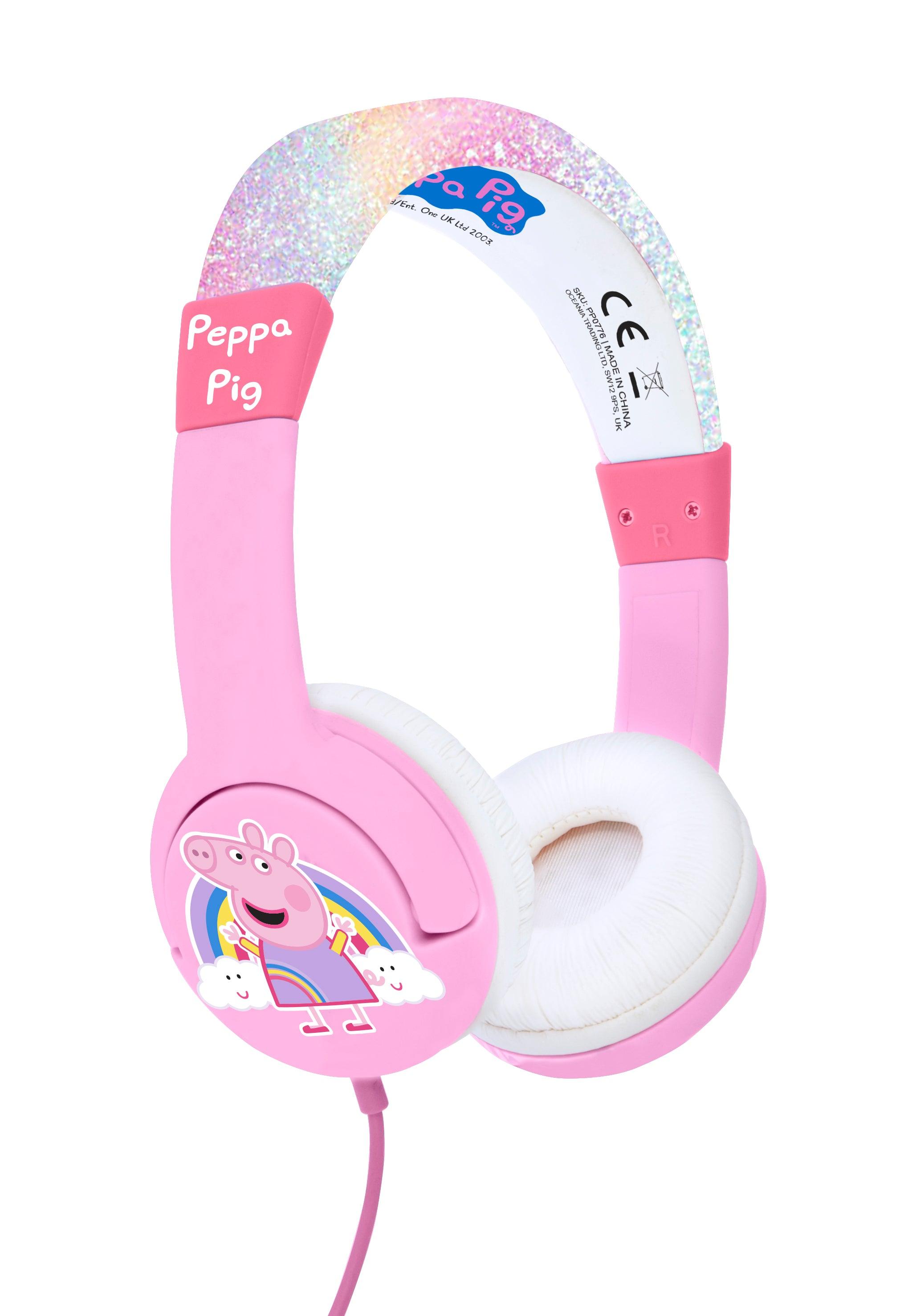 Peppa Pig Glitter Rainbow Peppa Pink Kids Children's Wired On-Ear Headphones | Official eOne / Peppa Pig Merchandise