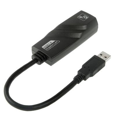 USB 3.0 10 / 100 / 1000Mbps Ethernet Adapter for Laptops, Plug and play (Black)