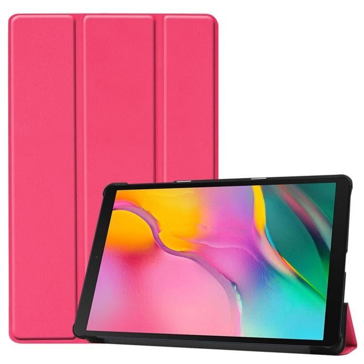 Custer Texture Horizontal Flip PU Leather Case Cover for Samsung Galaxy Tab A 10.1 2019 (T515 / T510), with Three-folding Holder & Sleep / Wake-up Function (Rose Red)