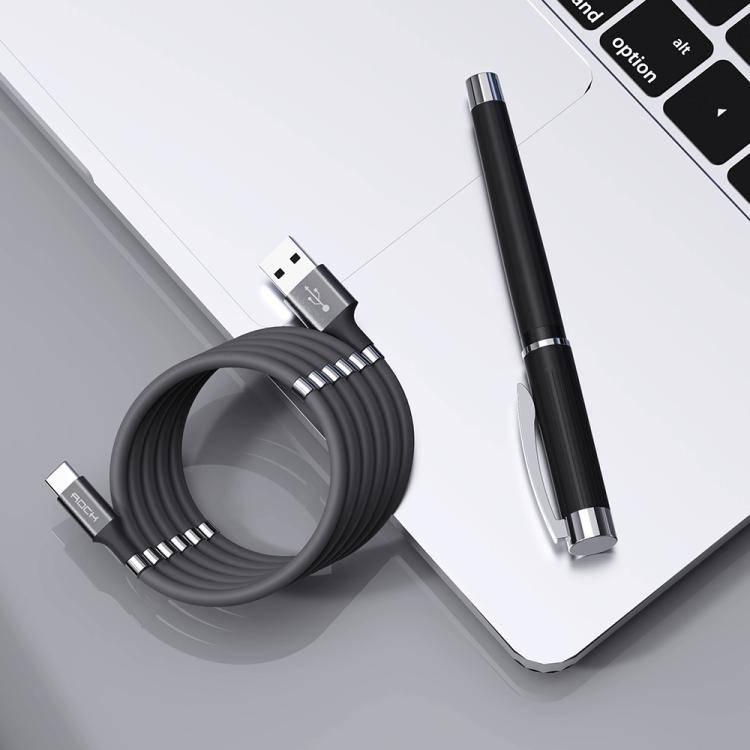 ROCK 2A Type-C / USB-C Silicone Magnetic Charging Data Cable, Length: 0.9m (White) for Samsung, iPad - Gadget Station