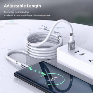 ROCK 2A Type-C / USB-C Silicone Magnetic Charging Data Cable, Length: 0.9m (White) for Samsung, iPad - Gadget Station