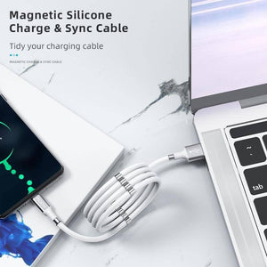 ROCK 2A Type-C / USB-C Silicone Magnetic Charging Data Cable, Length: 0.9m (White) for Samsung, iPad - Gadget Station