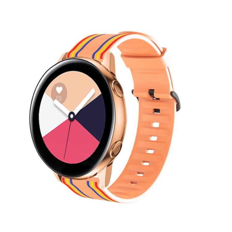 20mm For Huami Amazfit GTS / Samsung Galaxy Watch Active 2 (40mm & 44mm), Galaxy Watch Active (40mm), Galaxy Watch (42mm), Galaxy Watch 3 (41mm) / Huawei Watch GT2 42MM Striped Silicone Strap Band (Orange)