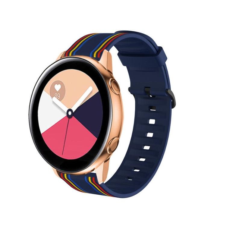 20mm For Huami Amazfit GTS / Samsung Galaxy Watch Active 2 (40mm & 44mm), Galaxy Watch Active (40mm), Galaxy Watch (42mm), Galaxy Watch 3 (41mm) / Huawei Watch GT2 42MM Striped Silicone Strap Band (Blue color)