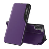 Samsung Galaxy S23 5G Side Display Adsorption Leather Phone Case Cover (Purple)