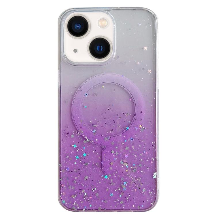 Apple iPhone 14 MagSafe Glitter Hybrid Clear TPU Phone Case Cover (Purple)