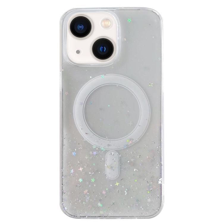 Apple iPhone 14 Plus MagSafe Glitter Hybrid Clear TPU Phone Case Cover (White)