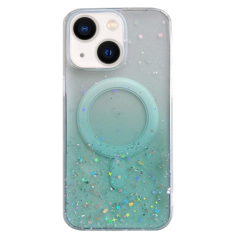 Apple iPhone 14 Plus MagSafe Glitter Hybrid Clear TPU Phone Case Cover (Green)