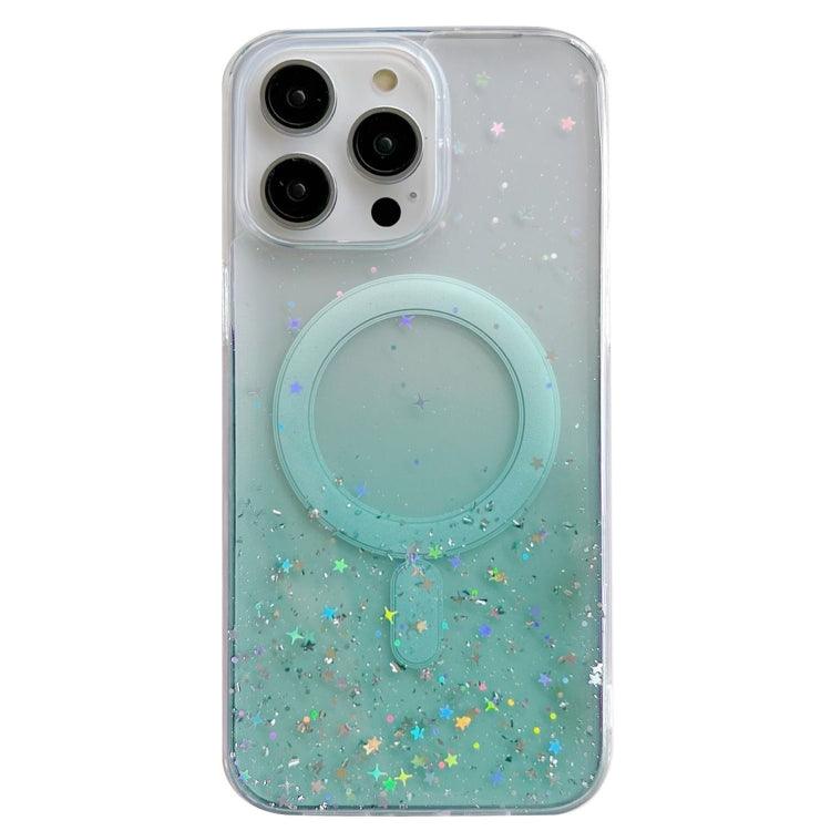 Apple iPhone 14 Pro Max MagSafe Glitter Hybrid Clear TPU Phone Case Cover (Green)