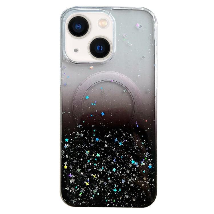 Apple iPhone 13 MagSafe Glitter Hybrid Clear TPU Phone Case Cover (Black)