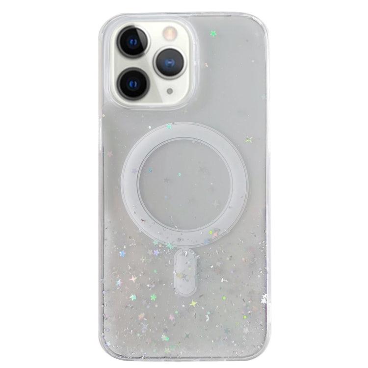 Apple iPhone 11 Pro Max MagSafe Glitter Hybrid Clear TPU Phone Case Cover (White)