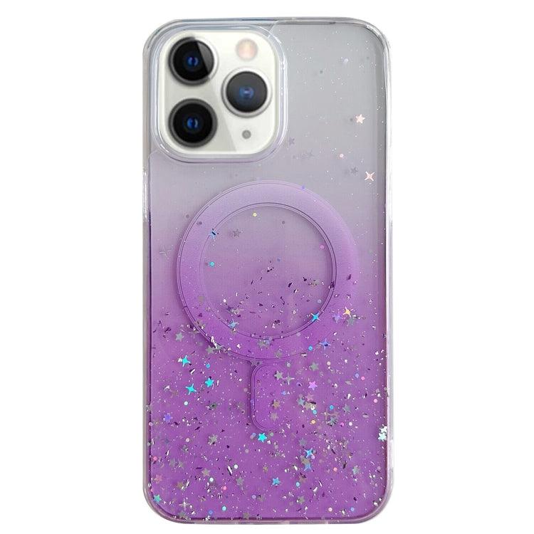 Apple iPhone 11 Pro Max MagSafe Glitter Hybrid Clear TPU Phone Case Cover (Purple)