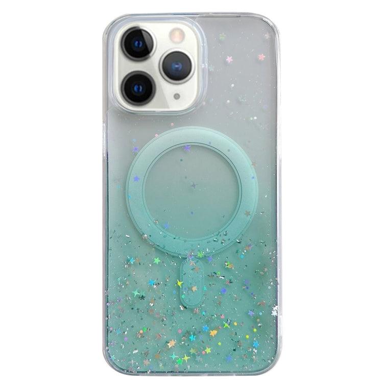 Apple iPhone 11 Pro Max MagSafe Glitter Hybrid Clear TPU Phone Case Cover (Green)