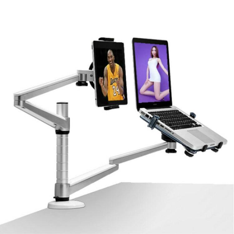 Aluminum Alloy Height Adjustable Universal Rotation Double Arm Holder Notebook Tablet Combination Stand