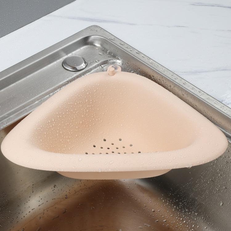 Fruit Vegetable Cleaning Draining Triangle Storage Basket Sink Multifunctional Tableware Sponge Wipe Rack (Light Pink)