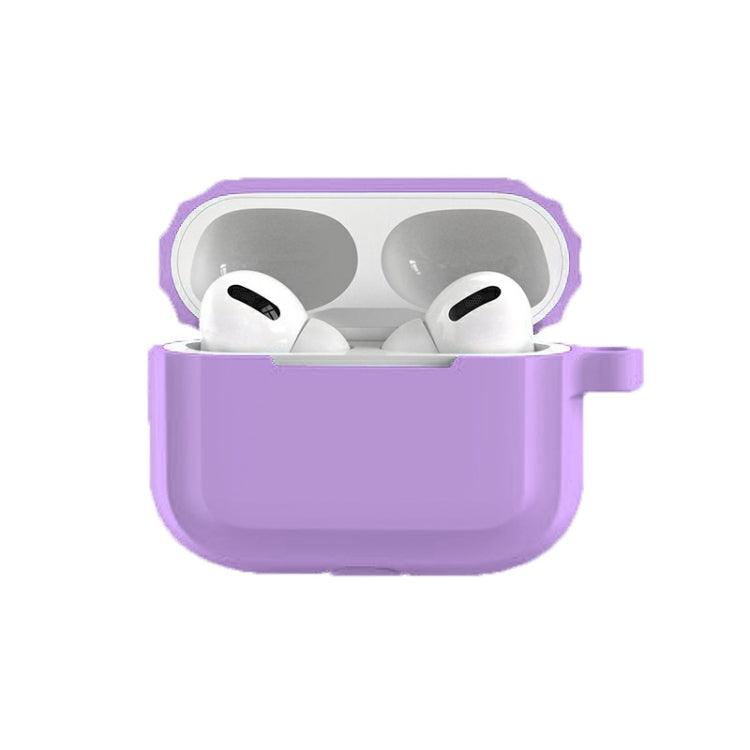 Earphone Soft Silicone Case Cover For AirPods Pro (Light Purple) for Airpod Pro 1st / 2nd Generation