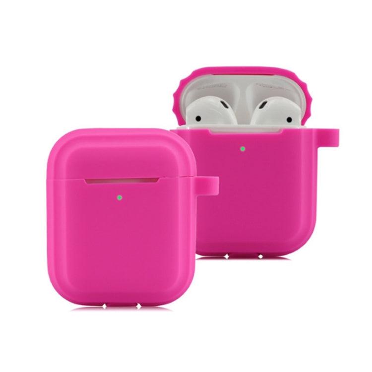 Earphone Soft Silicone Case Cover For AirPods 1/2 (Rose Red)