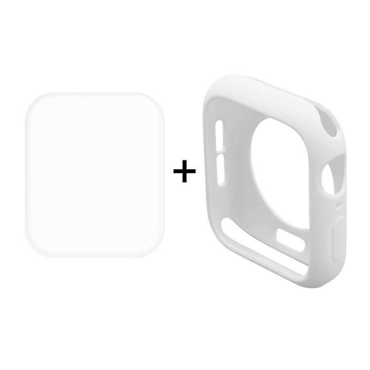 2 in 1 TPU Semi-clad Protective Shell Case Cover + 3D Full Screen PET Curved Heat Bending HD Screen Protector for Apple Watch Series 5 & 4 40mm (White) - Gadget Station