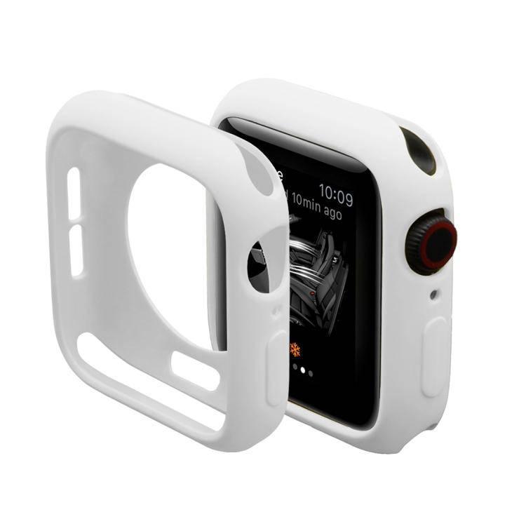 2 in 1 TPU Semi-clad Protective Shell Case Cover + 3D Full Screen PET Curved Heat Bending HD Screen Protector for Apple Watch Series 5 & 4 40mm (White) - Gadget Station